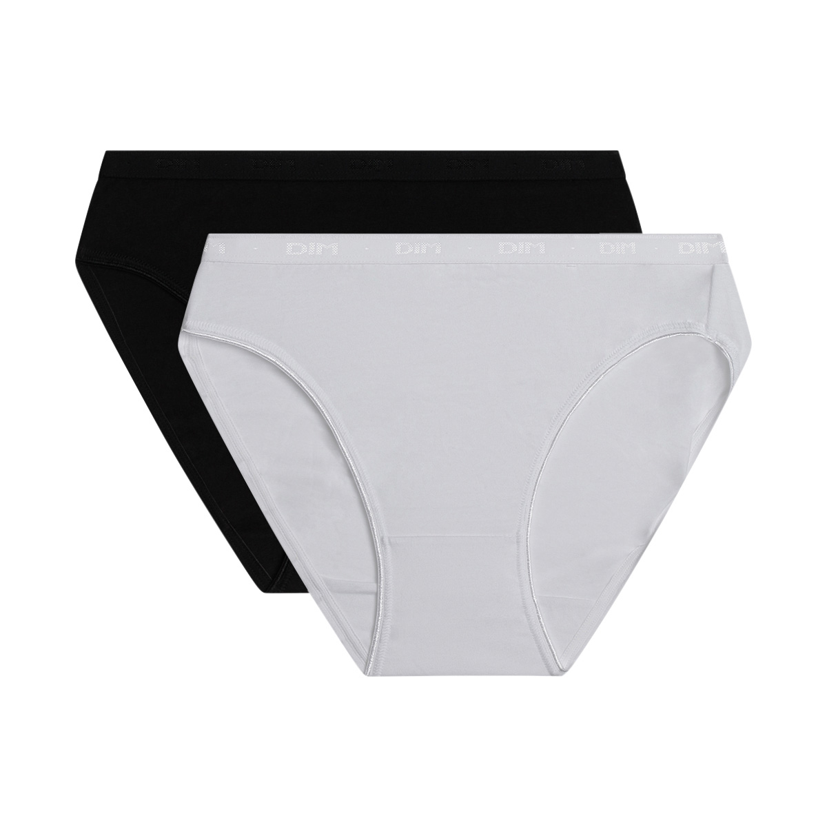 DIM COTTON BIO MINISLIP 2x - Women's Cotton Panties 2 Pcs - Black - White